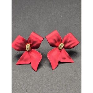 Vingtage Signed Tona Christmas Bow Earrings